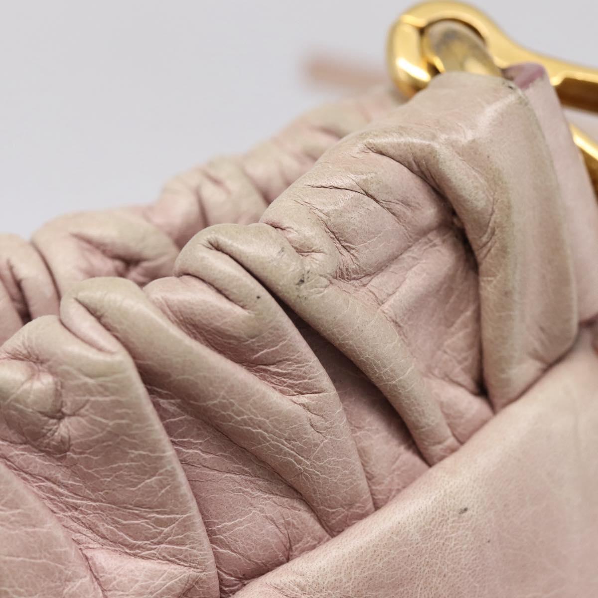 Miu Miu Hand Bag Vitellolux 2way Pink Gold Auth 209875V