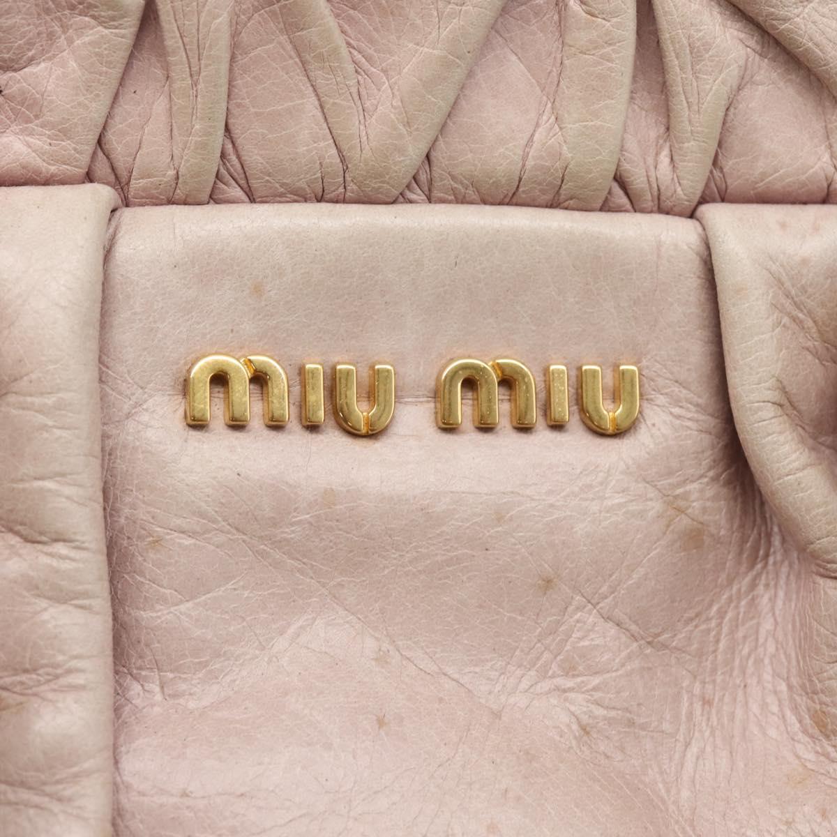 Miu Miu Hand Bag Vitellolux 2way Pink Gold Auth 209875V