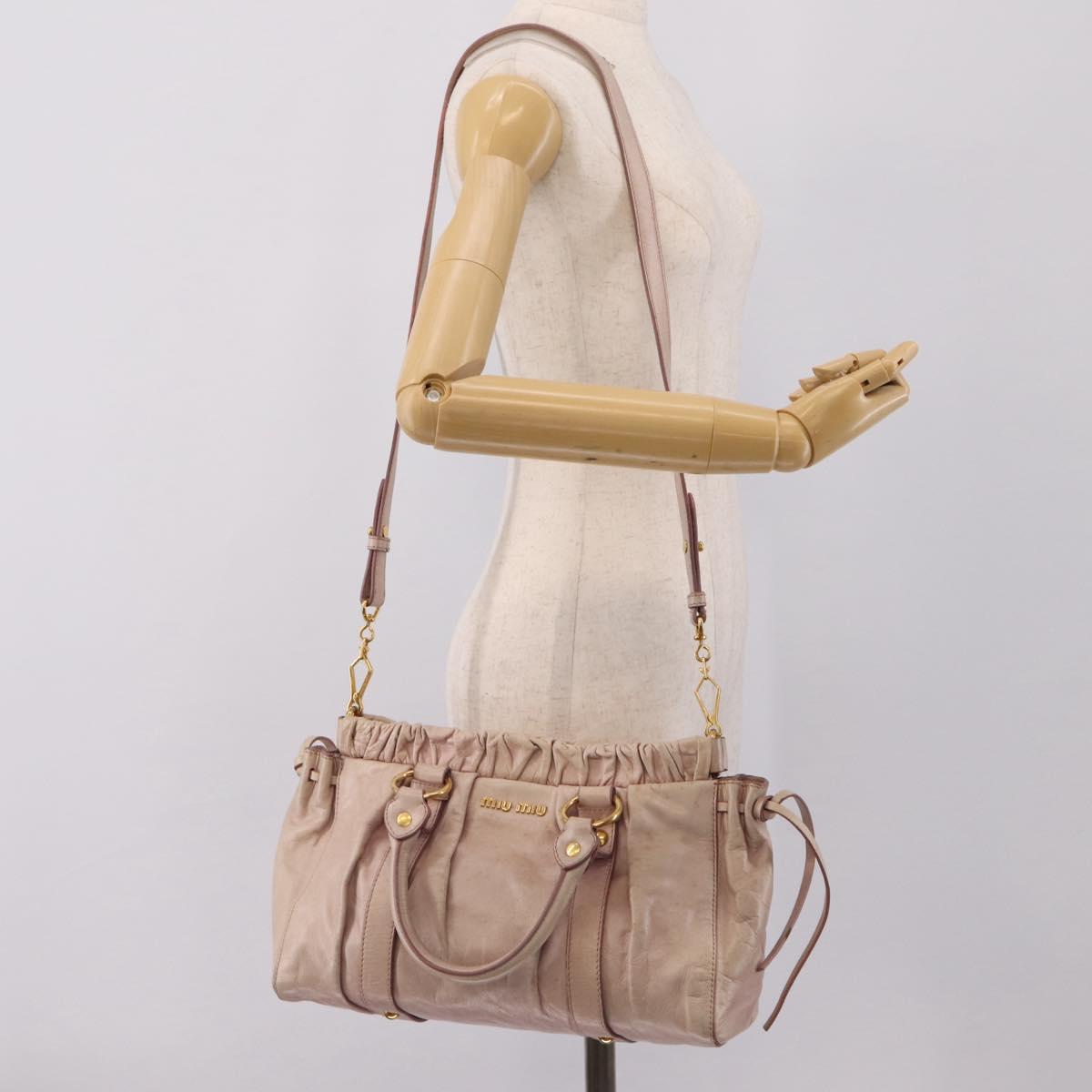 Miu Miu Hand Bag Vitellolux 2way Pink Gold Auth 209875V