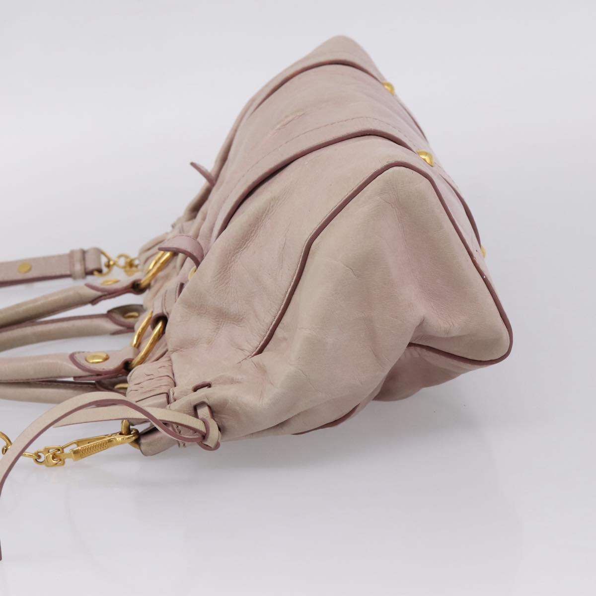 Miu Miu Hand Bag Vitellolux 2way Pink Gold Auth 209875V