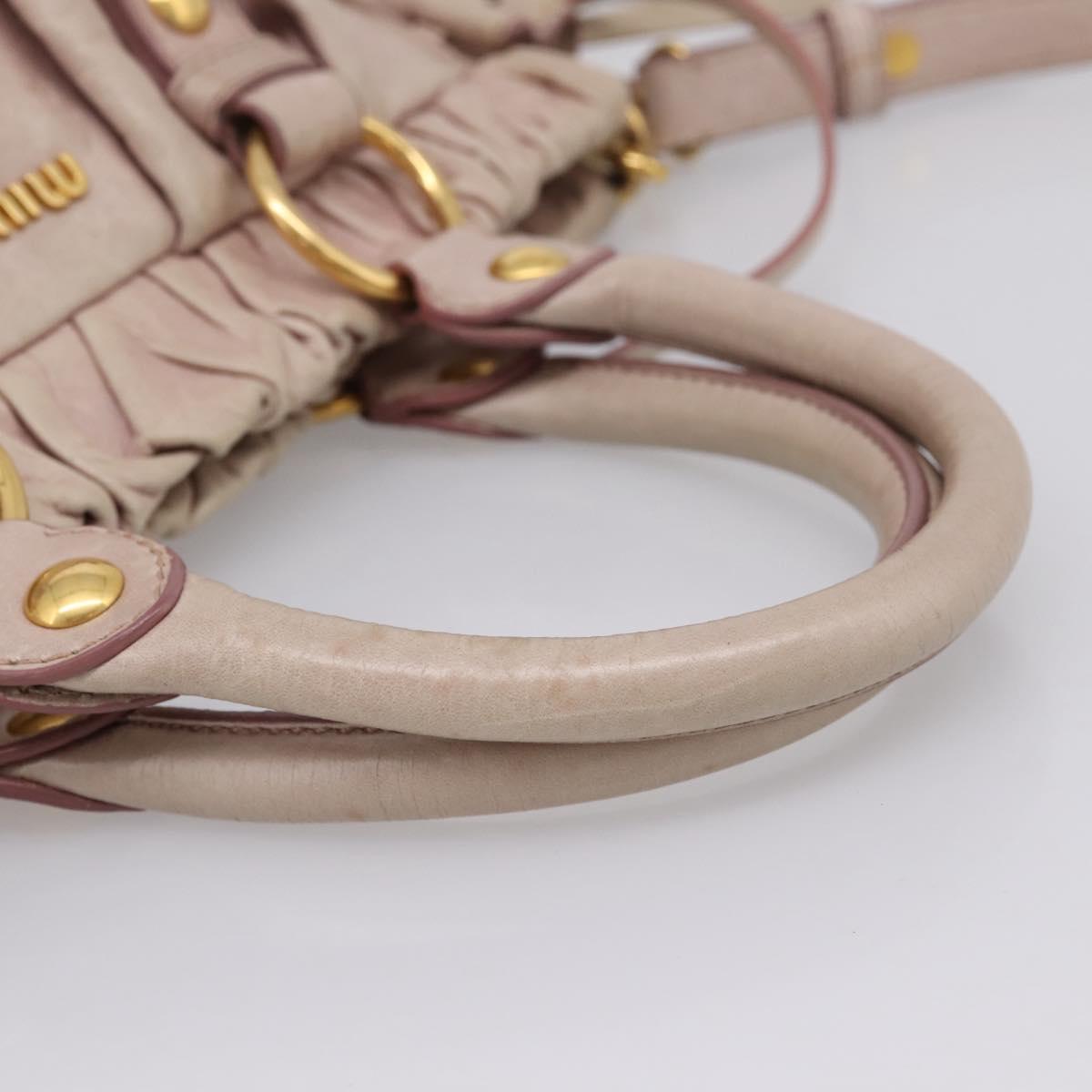 Miu Miu Hand Bag Vitellolux 2way Pink Gold Auth 209875V
