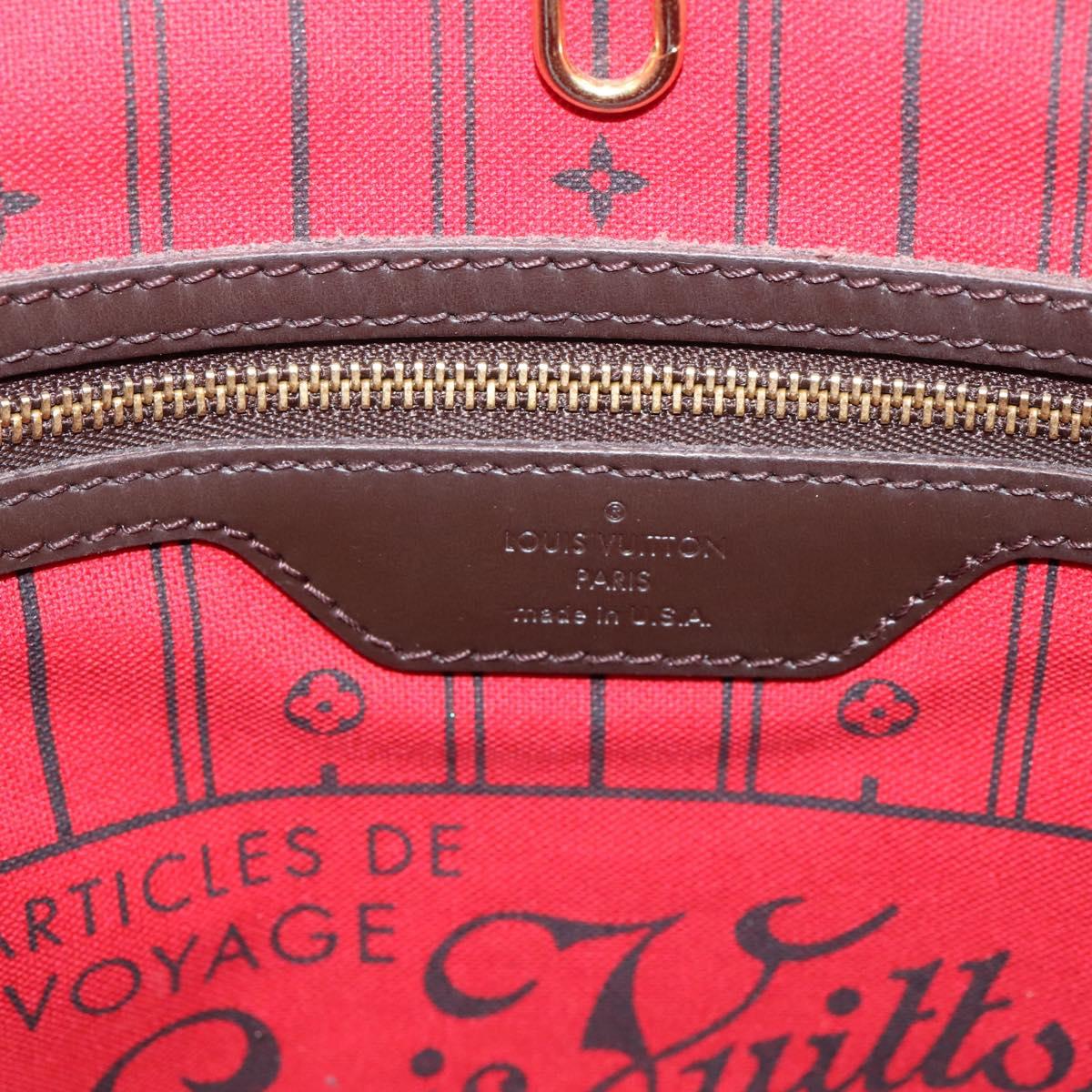 LOUIS VUITTON Damier Ebene Neverfull MM Tote Bag N51105 LV Auth 209879A