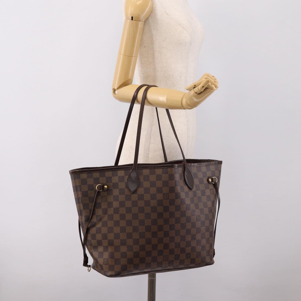 LOUIS VUITTON Damier Ebene Neverfull MM Tote Bag N51105 LV Auth 209879A