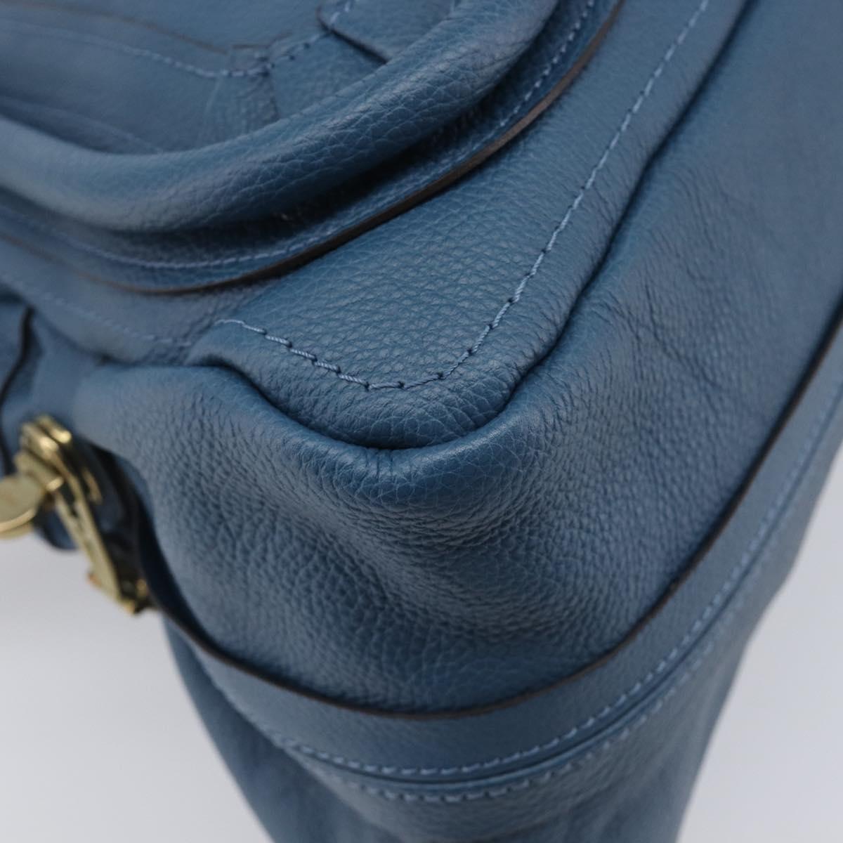 Chloe Paraty Hand Bag Leather 2way Blue Gold Auth 209886V