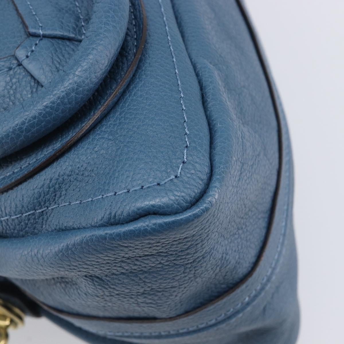 Chloe Paraty Hand Bag Leather 2way Blue Gold Auth 209886V