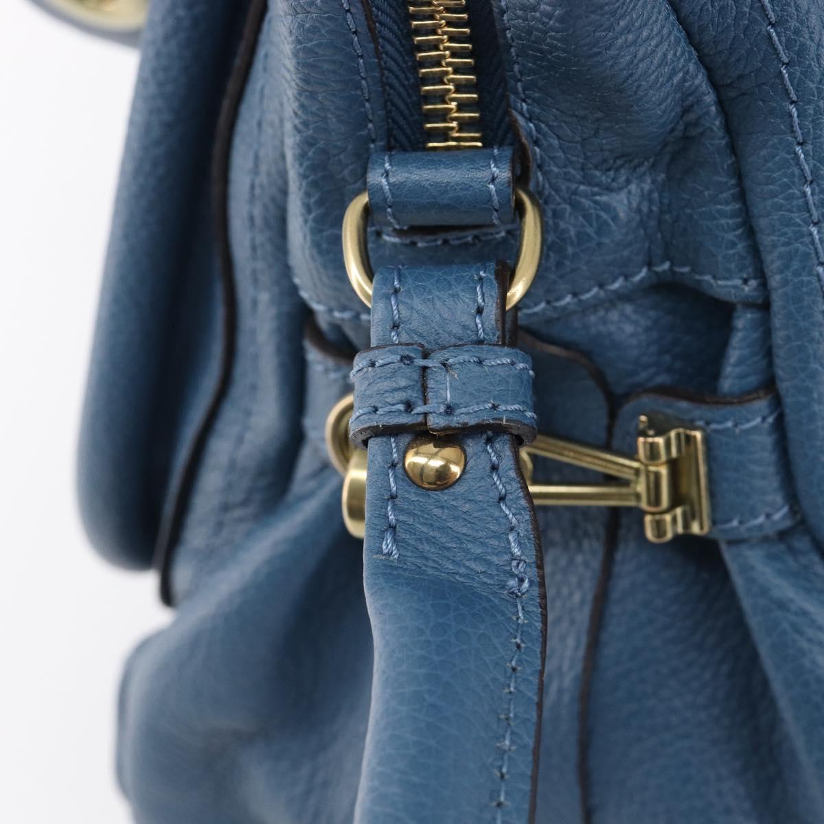 Chloe Paraty Hand Bag Leather 2way Blue Gold Auth 209886V