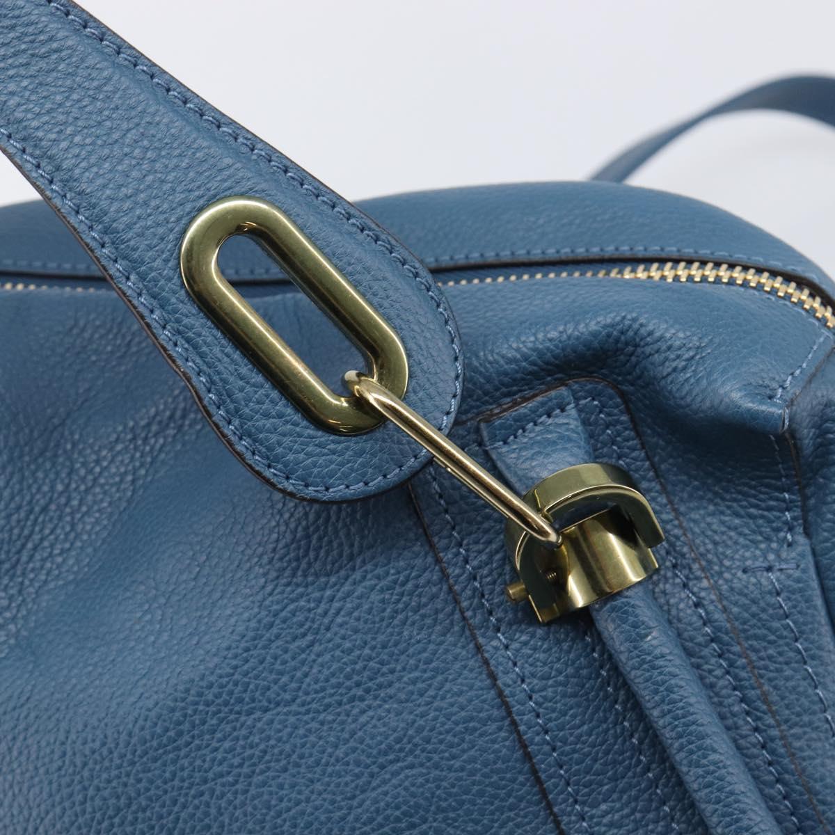 Chloe Paraty Hand Bag Leather 2way Blue Gold Auth 209886V