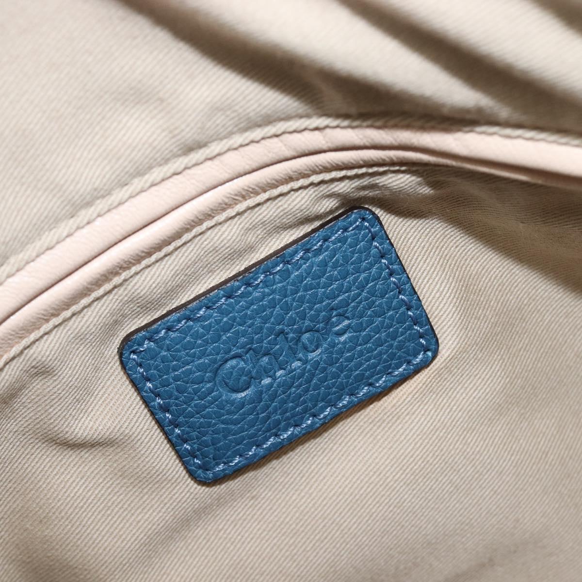 Chloe Paraty Hand Bag Leather 2way Blue Gold Auth 209886V