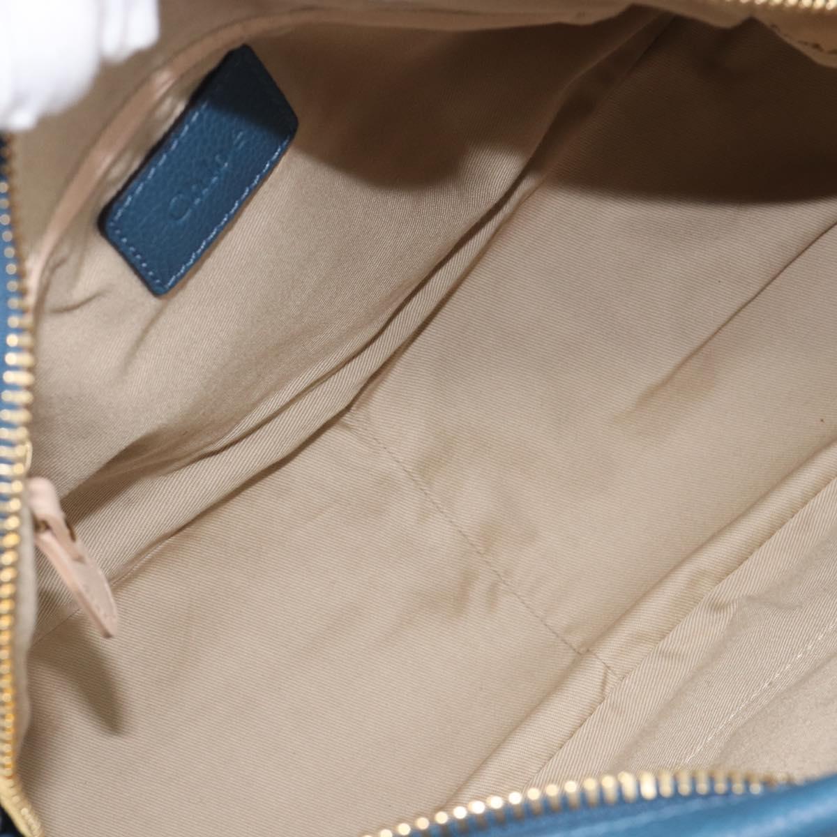 Chloe Paraty Hand Bag Leather 2way Blue Gold Auth 209886V