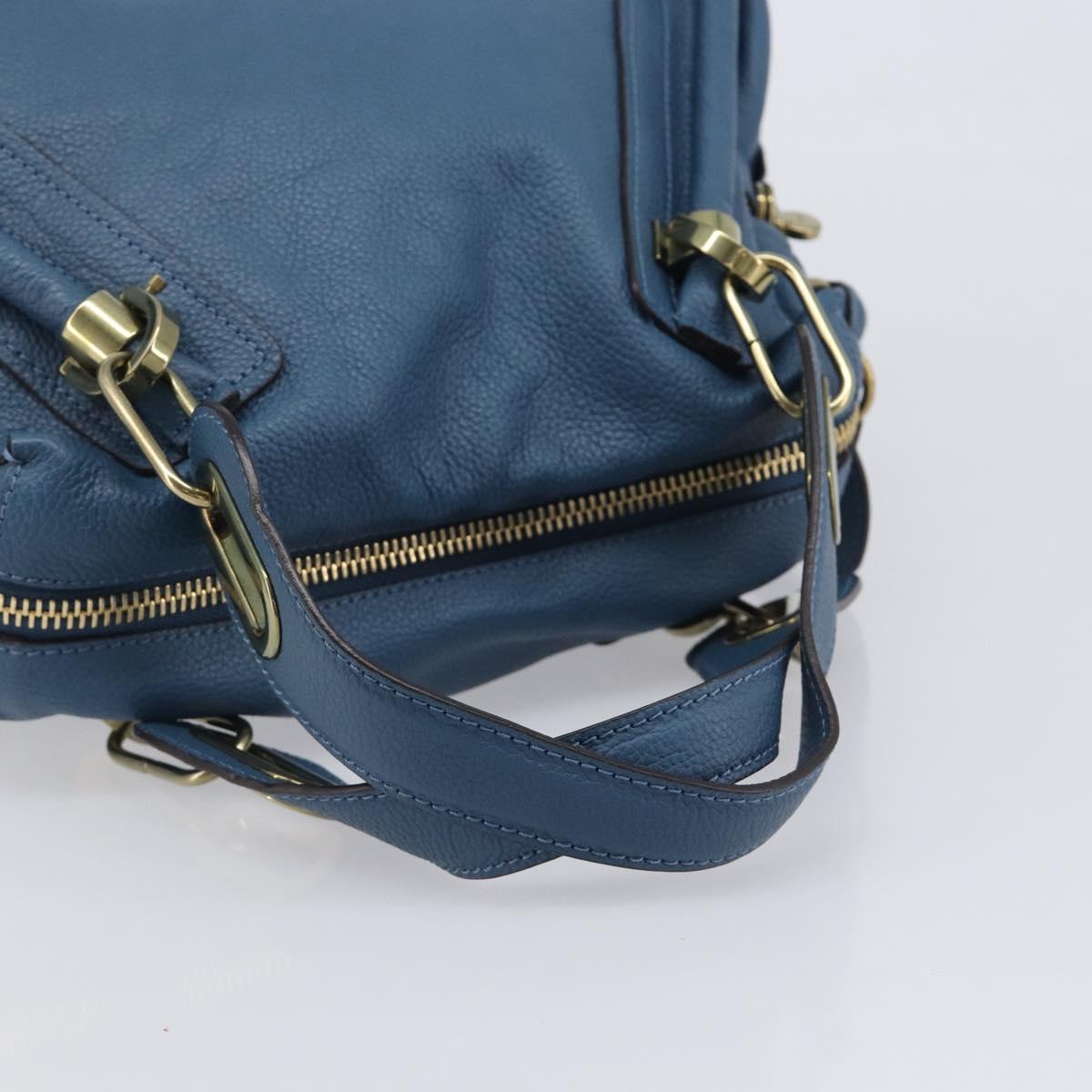 Chloe Paraty Hand Bag Leather 2way Blue Gold Auth 209886V
