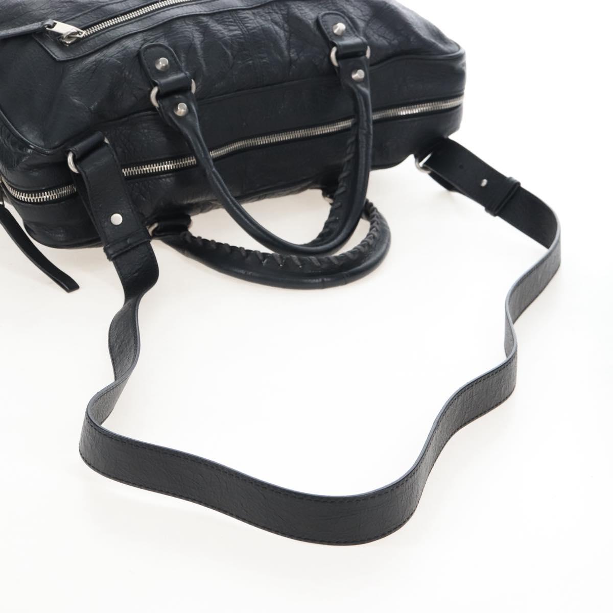 Balenciaga Classic Mini Folder Bag Leather 2way Black Silver 340134 Auth 209887V