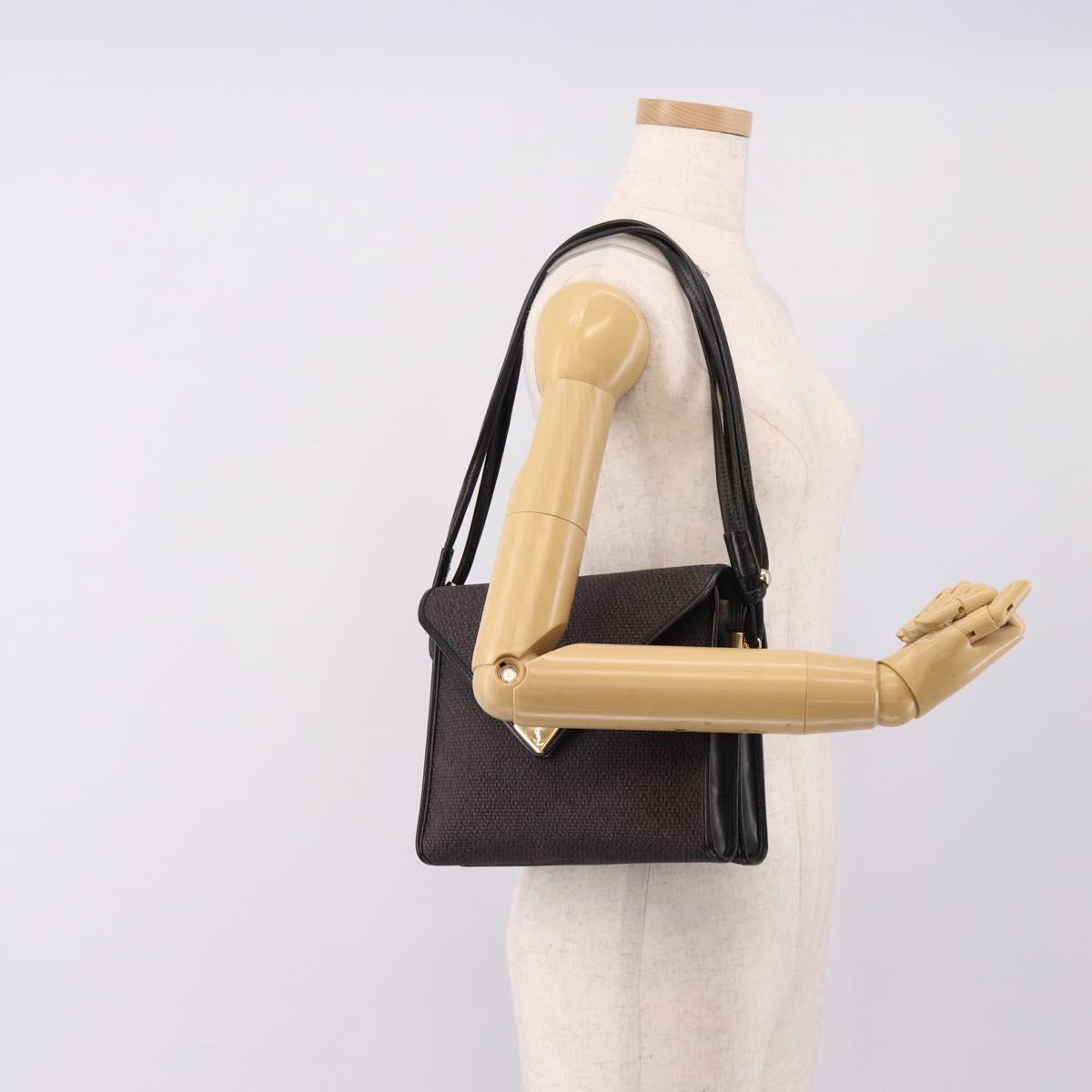 Saint Laurent Shoulder Bag PVC Canvas Gray Gold Auth 209888V