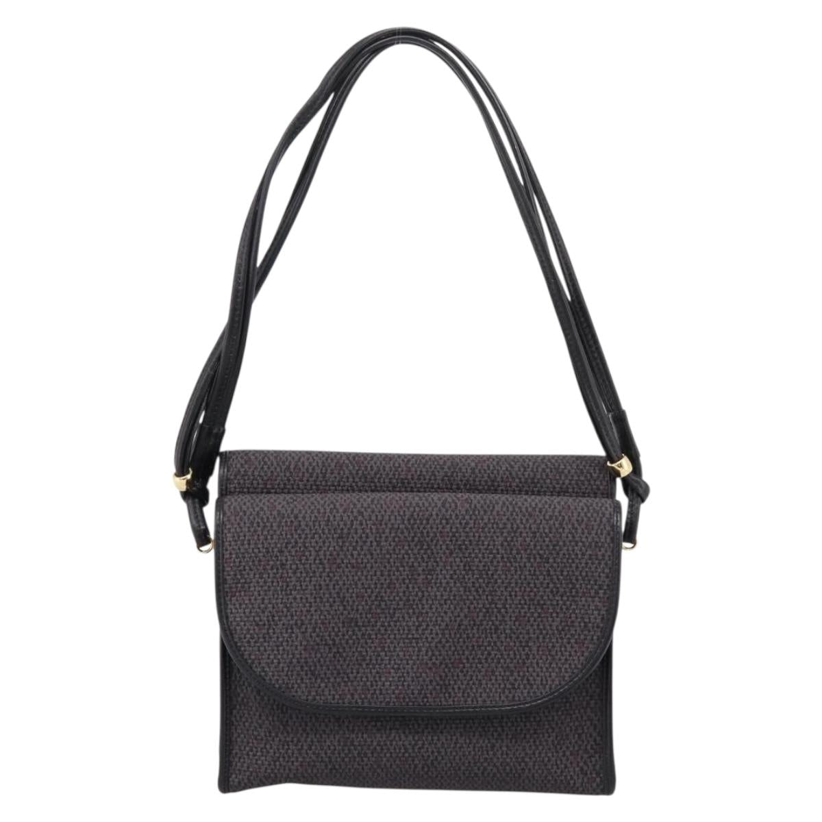 Saint Laurent Shoulder Bag PVC Canvas Gray Gold Auth 209888V