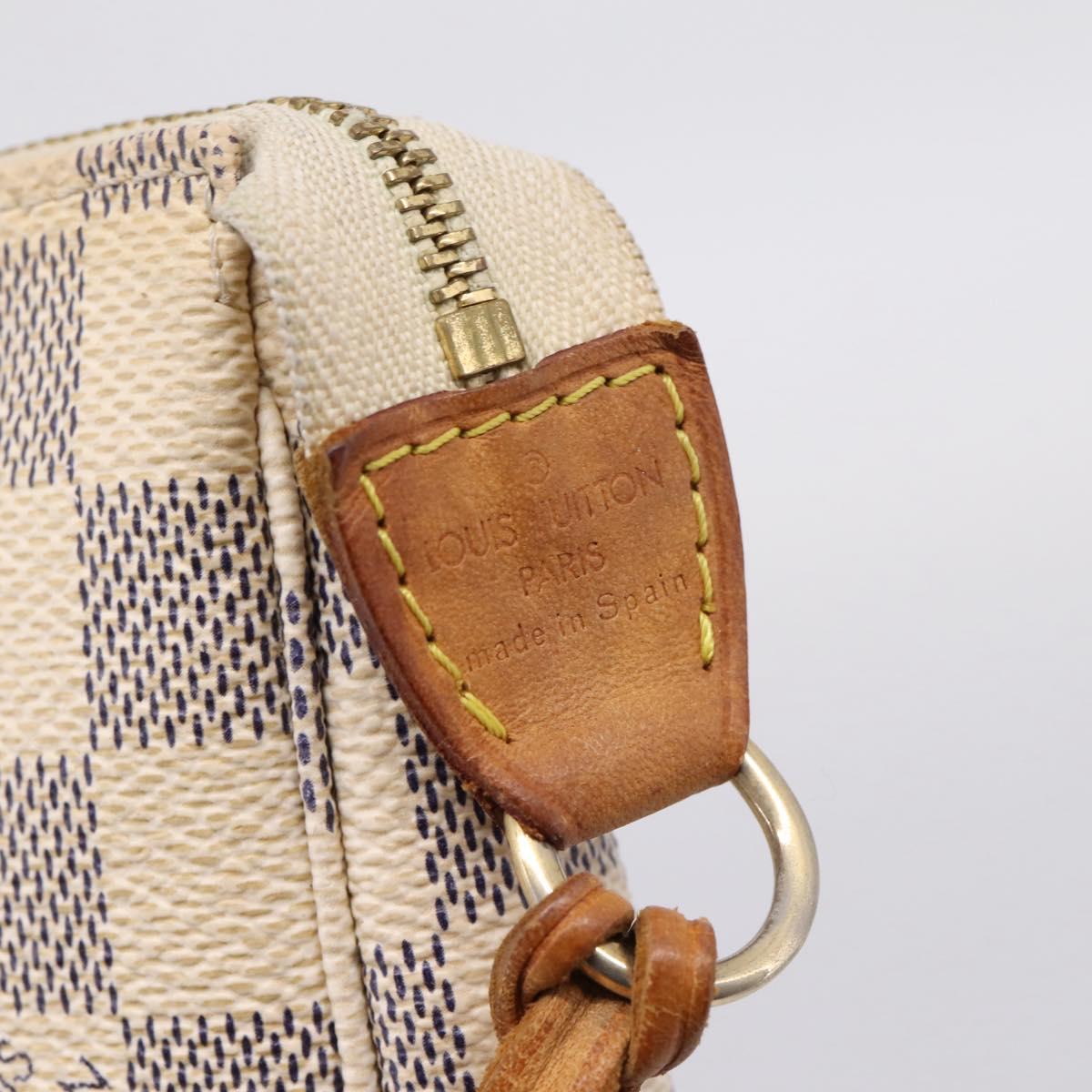 LOUIS VUITTON Damier Azur Mini Pochette Accessoires Pouch N63005 LV Auth 209890