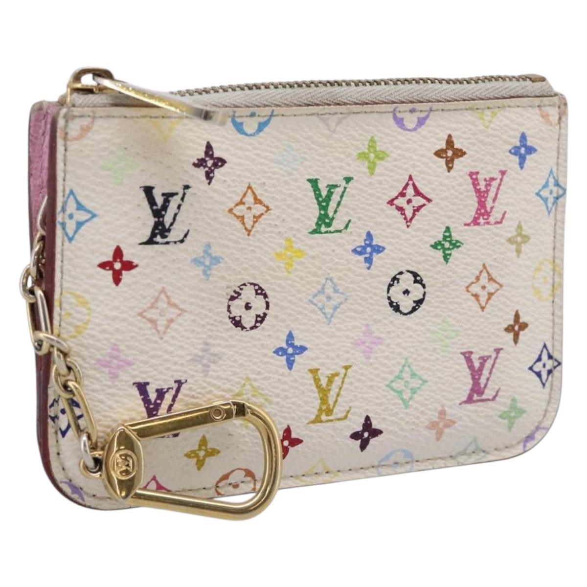 LOUIS VUITTON Multicolor Pochette ClesNM Coin Purse White M93734 LV Auth 209892