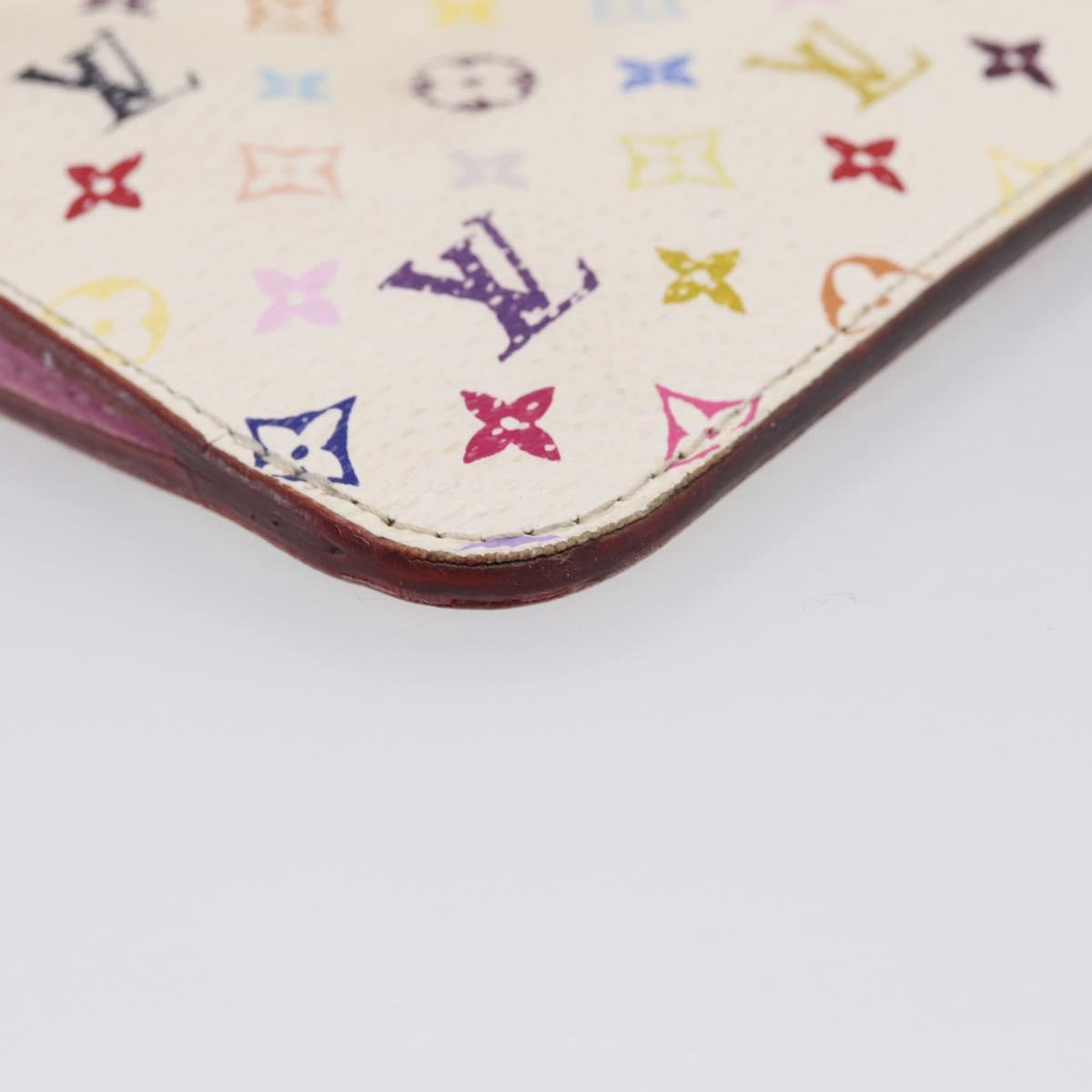 LOUIS VUITTON Multicolor Pochette ClesNM Coin Purse White M93734 LV Auth 209892