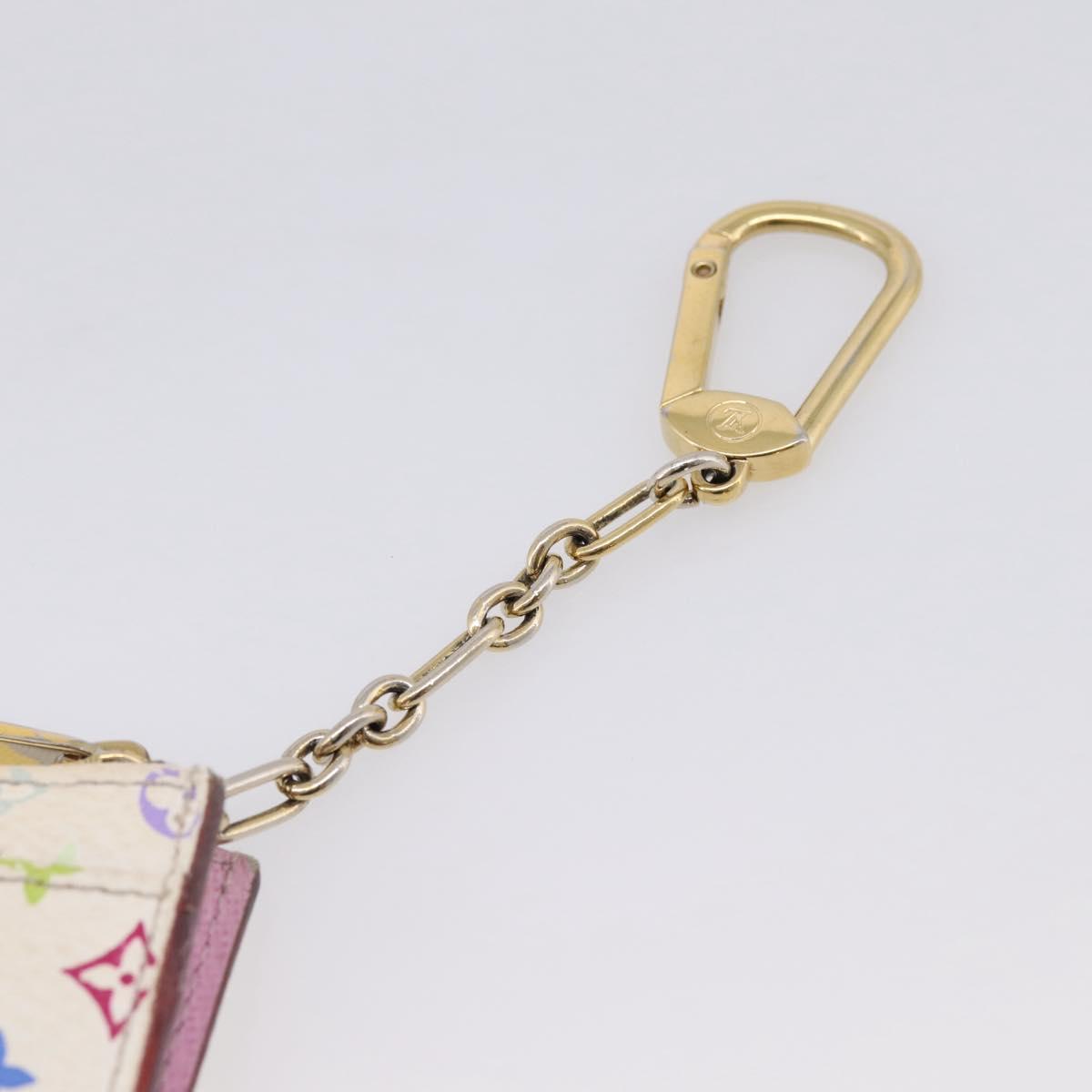 LOUIS VUITTON Multicolor Pochette ClesNM Coin Purse White M93734 LV Auth 209892