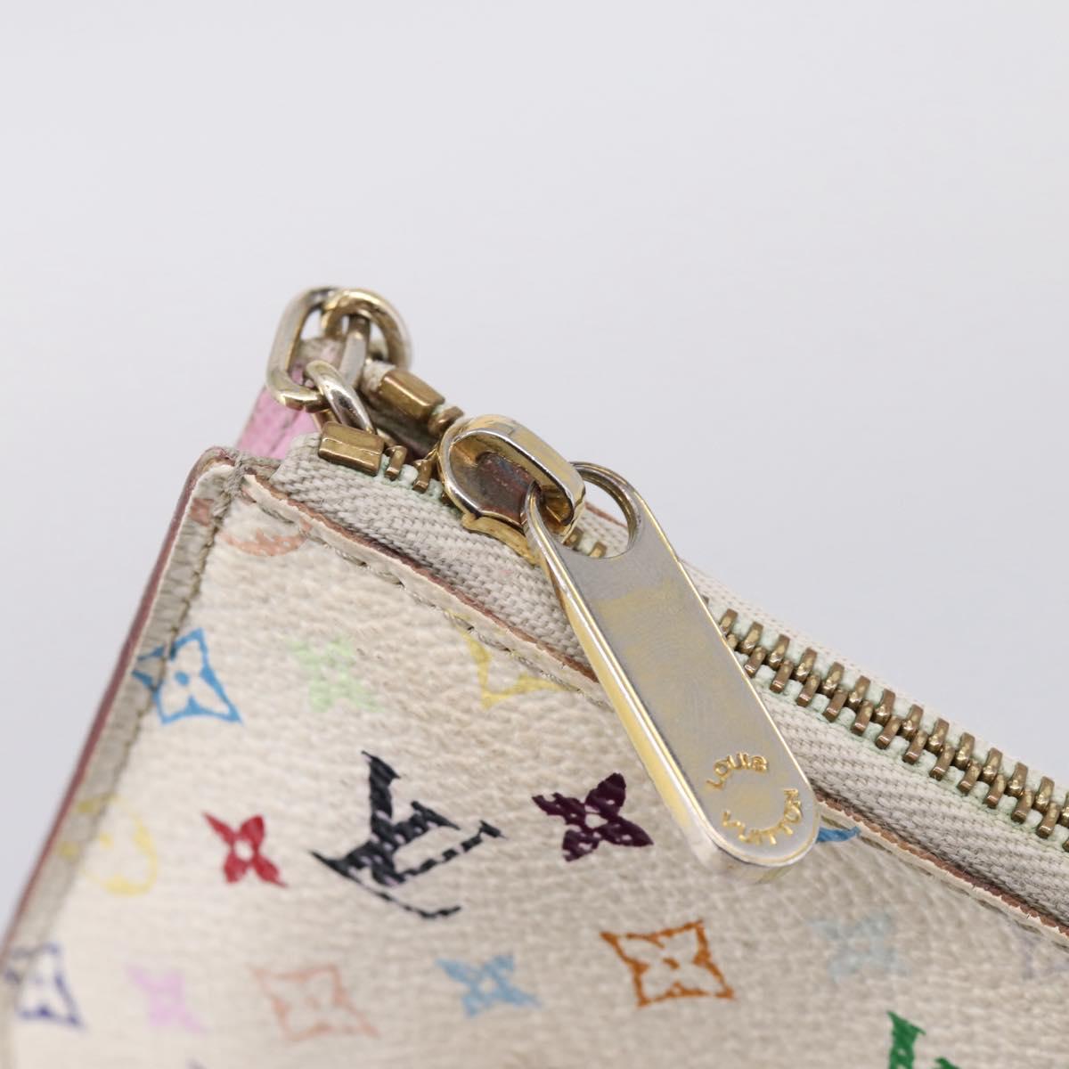 LOUIS VUITTON Multicolor Pochette ClesNM Coin Purse White M93734 LV Auth 209892