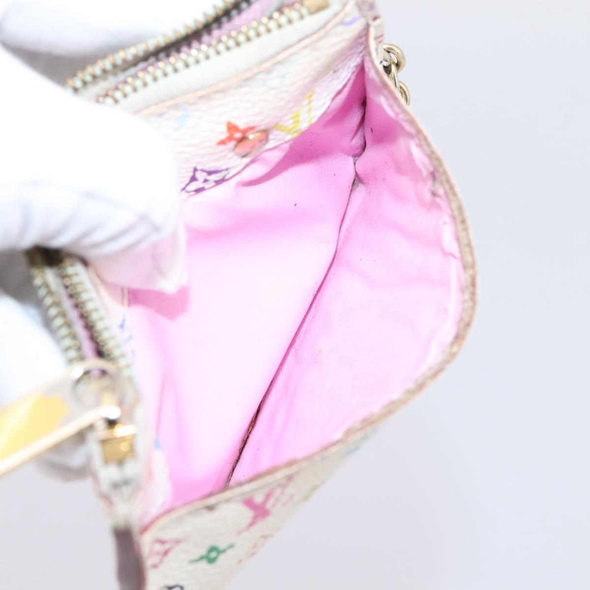 LOUIS VUITTON Multicolor Pochette ClesNM Coin Purse White M93734 LV Auth 209892