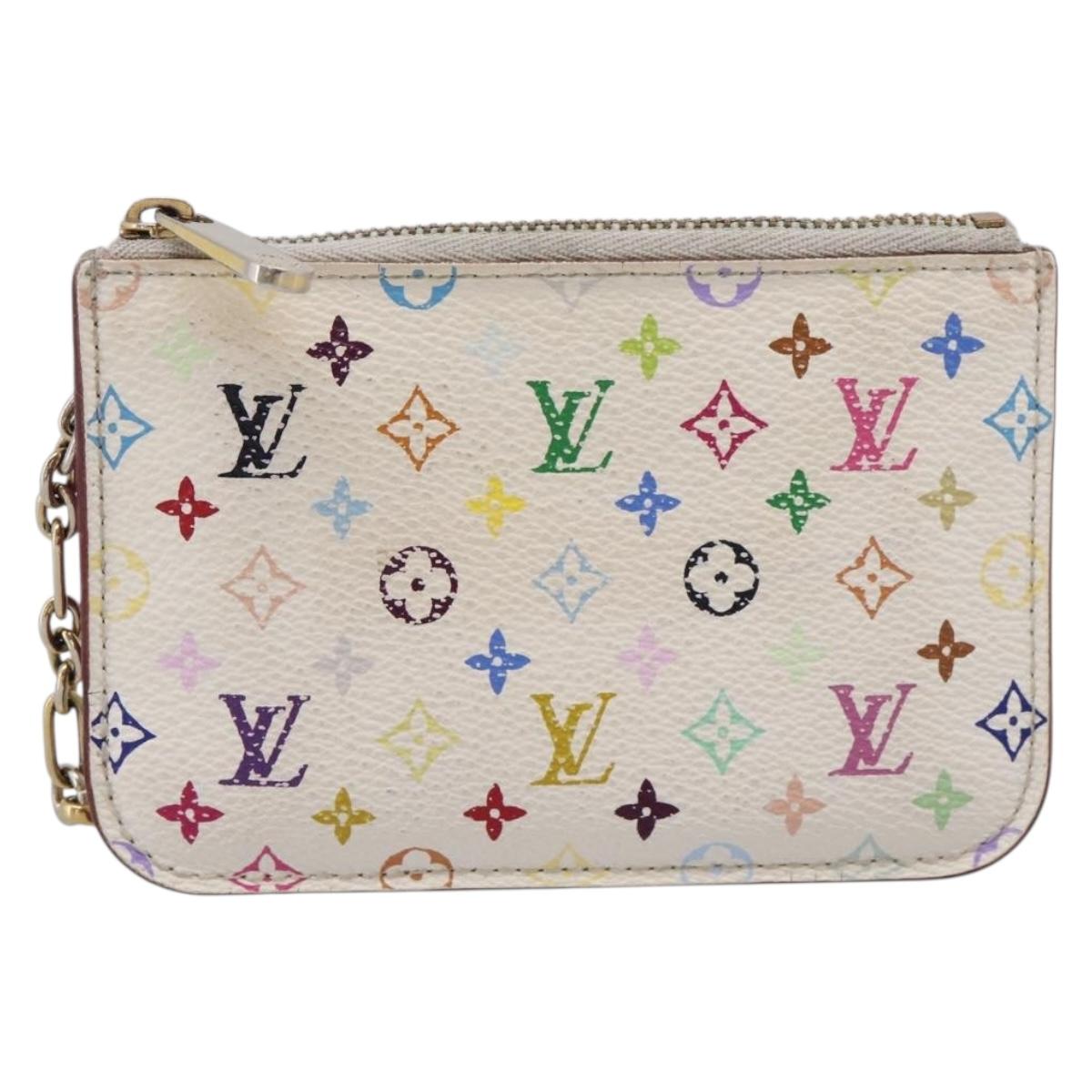 LOUIS VUITTON Multicolor Pochette ClesNM Coin Purse White M93734 LV Auth 209892