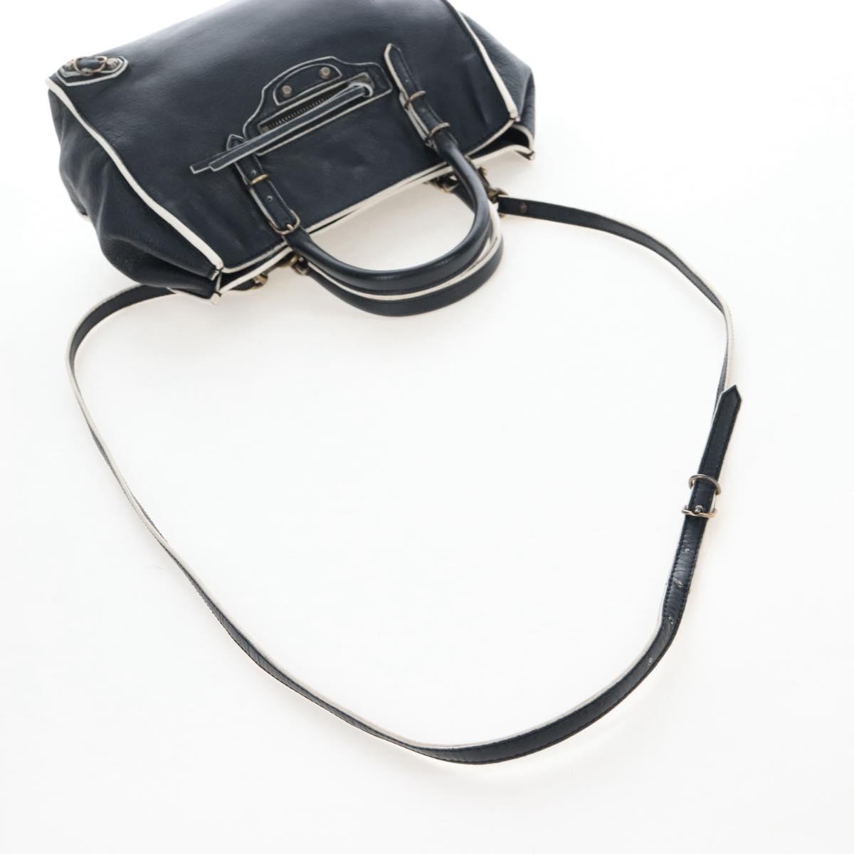 Balenciaga Paper Mini Hand Bag Leather 2way Black Gold 305582 Auth 209893V