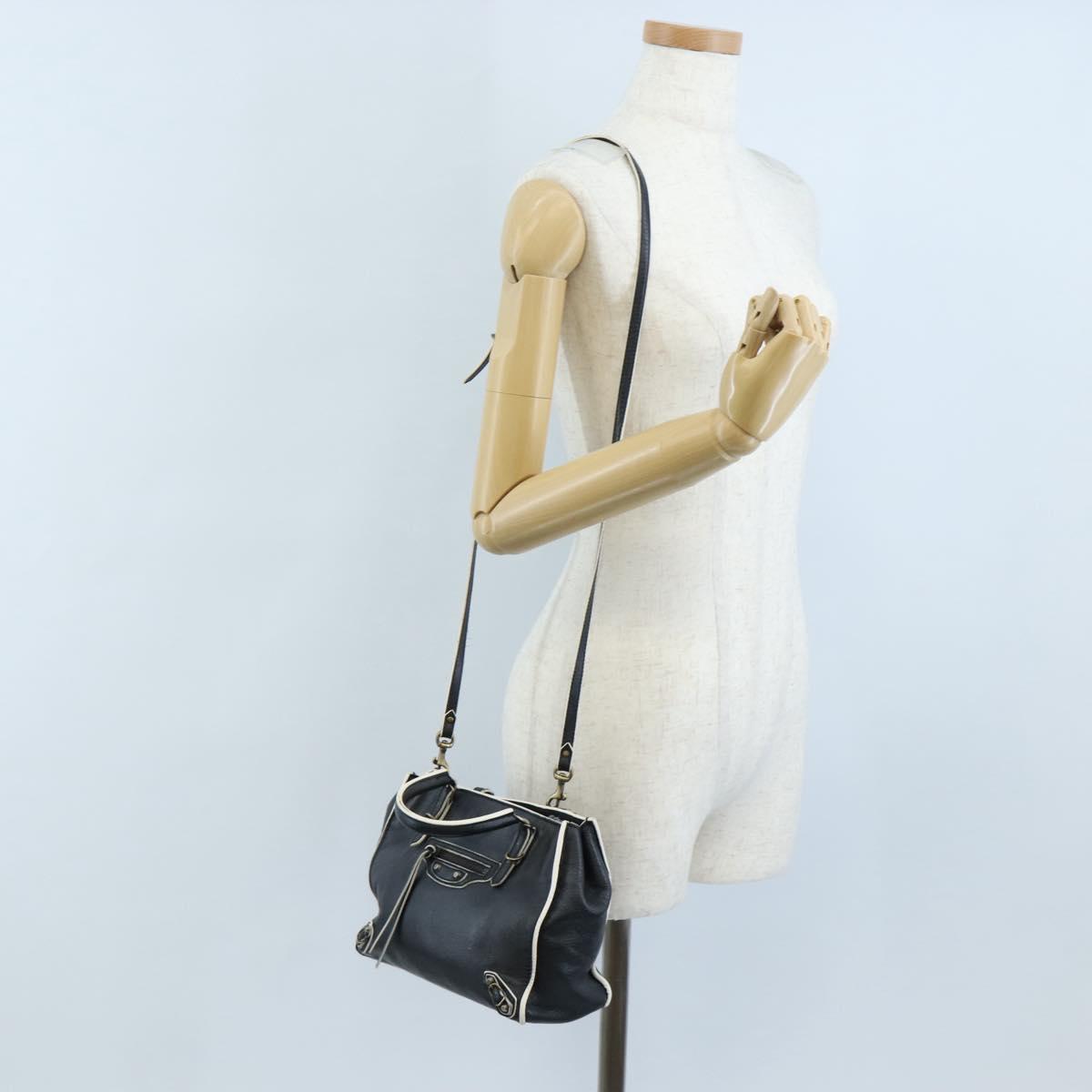 Balenciaga Paper Mini Hand Bag Leather 2way Black Gold 305582 Auth 209893V