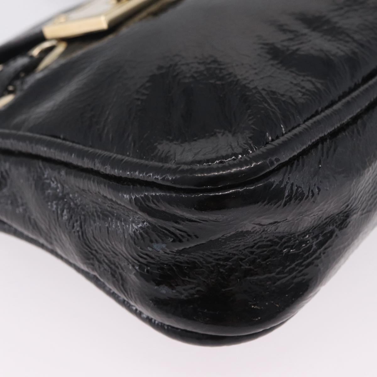 Jimmy Choo Shoulder Bag Patent Leather Black Gold Auth 209896A