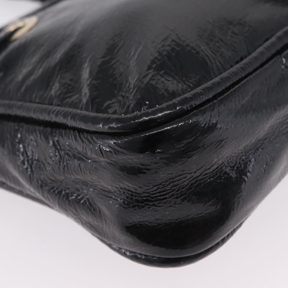 Jimmy Choo Shoulder Bag Patent Leather Black Gold Auth 209896A