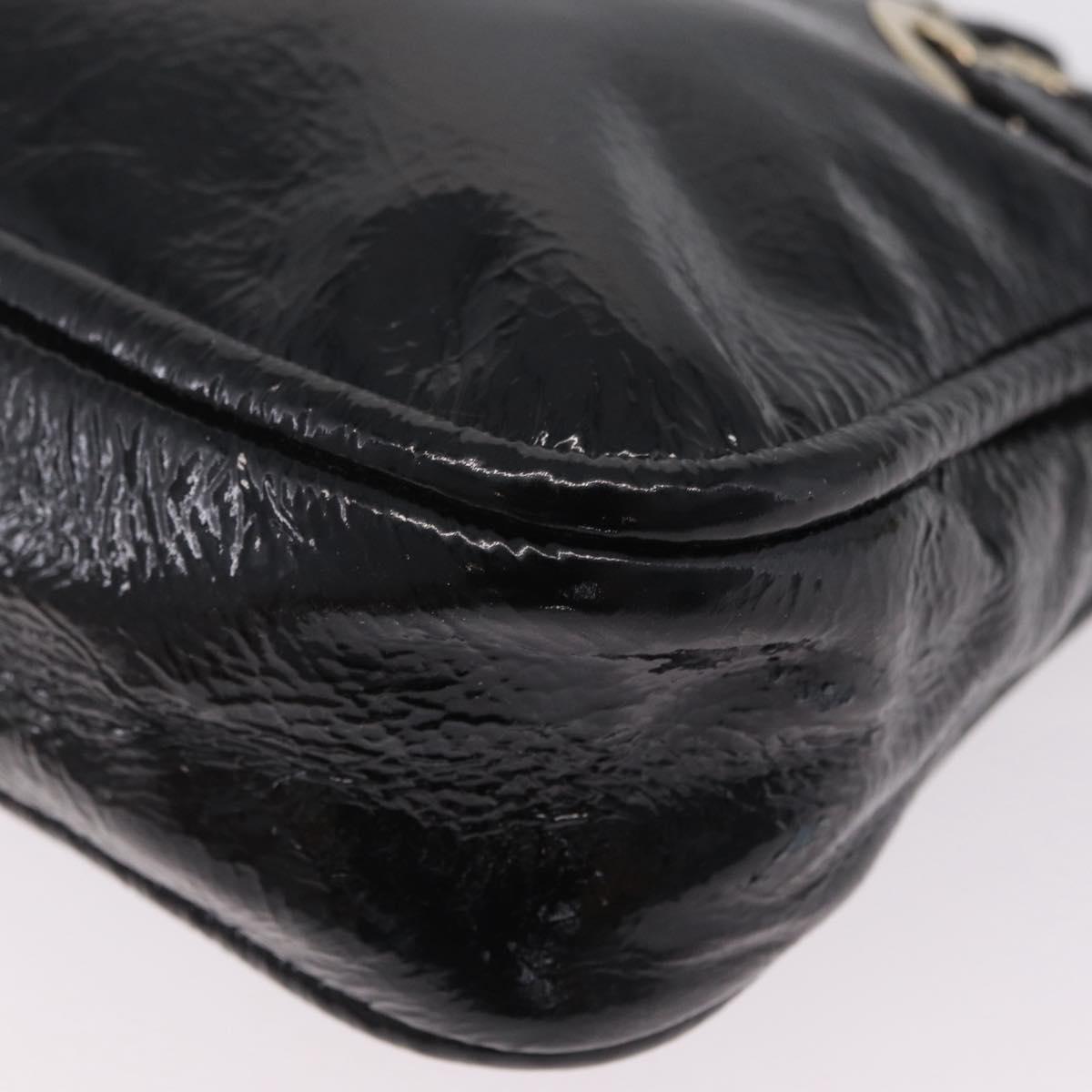 Jimmy Choo Shoulder Bag Patent Leather Black Gold Auth 209896A