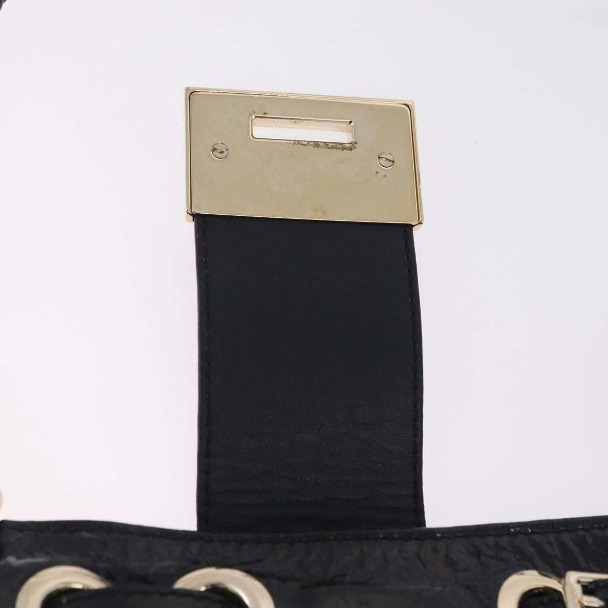 Jimmy Choo Shoulder Bag Patent Leather Black Gold Auth 209896A