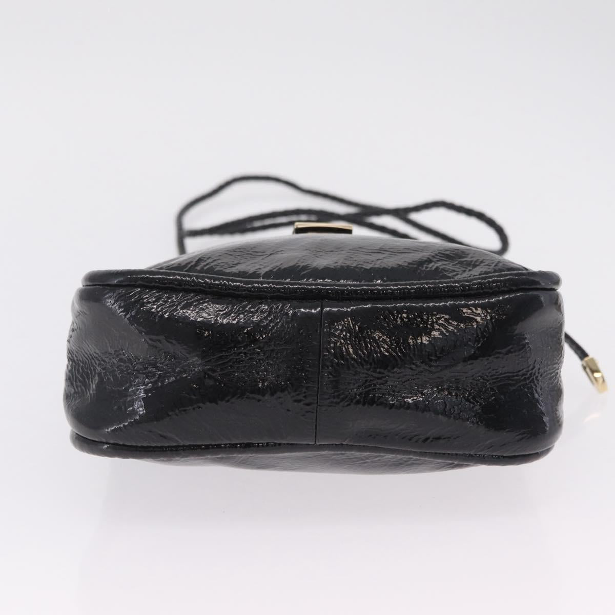 Jimmy Choo Shoulder Bag Patent Leather Black Gold Auth 209896A