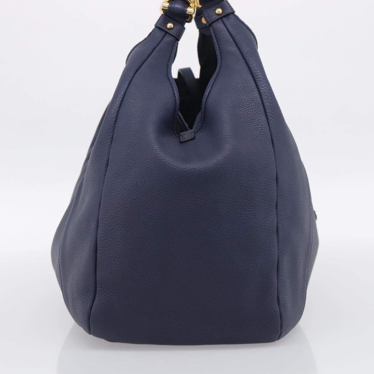 LOEWE Karie Shoulder Bag Leather Navy Gold Auth 209899V