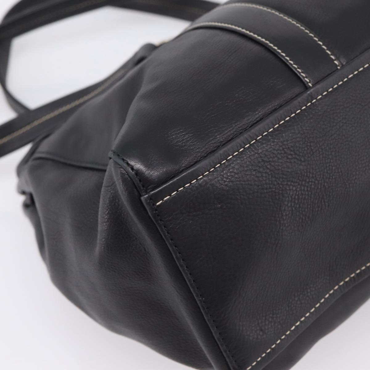 PRADA Shoulder Bag Leather Black Silver Auth 209900V