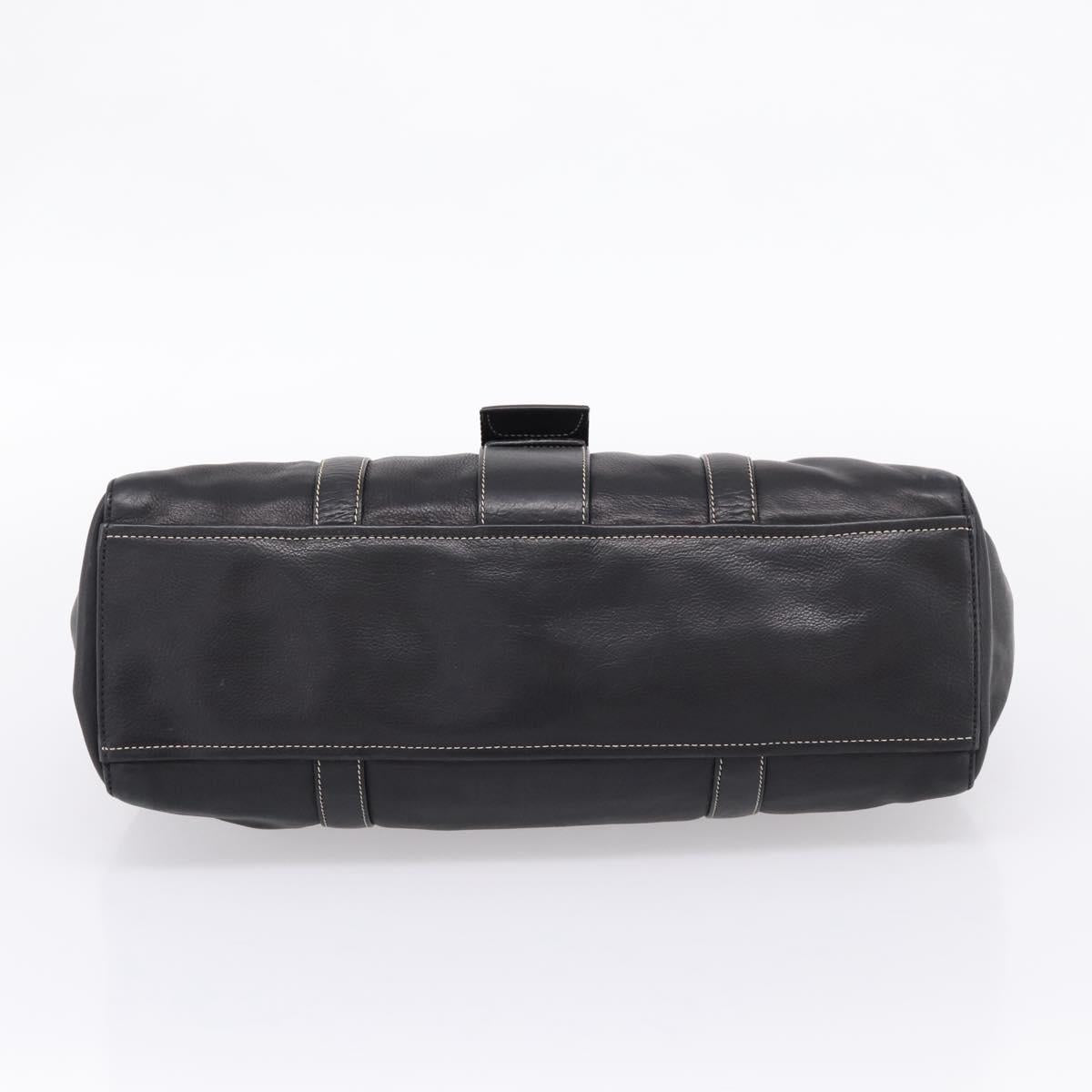 PRADA Shoulder Bag Leather Black Silver Auth 209900V