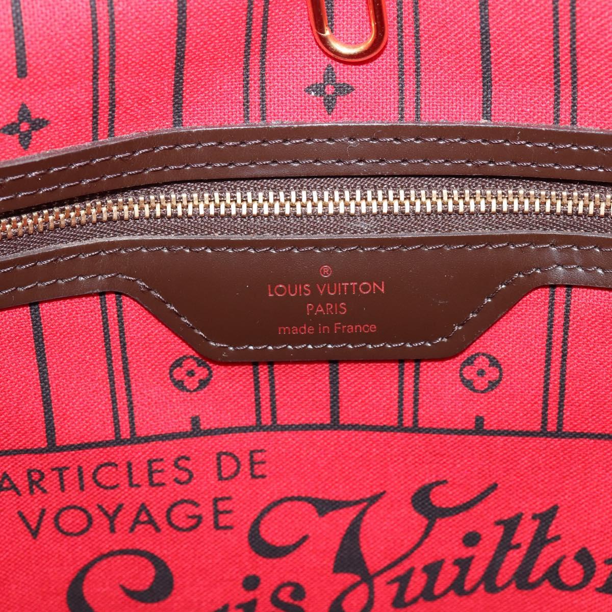 LOUIS VUITTON Damier Ebene Neverfull MM Tote Bag N51105 LV Auth 209908V