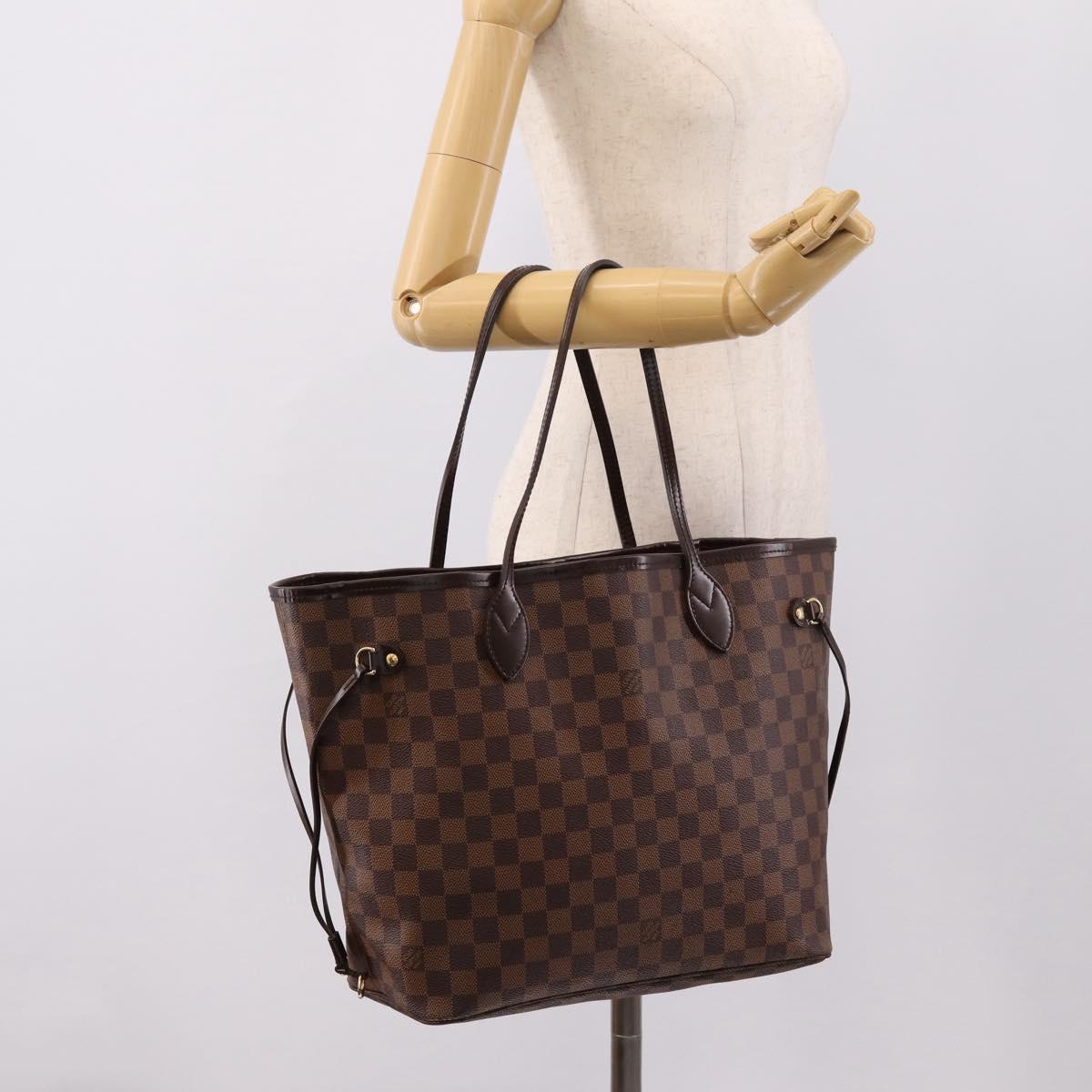 LOUIS VUITTON Damier Ebene Neverfull MM Tote Bag N51105 LV Auth 209908V