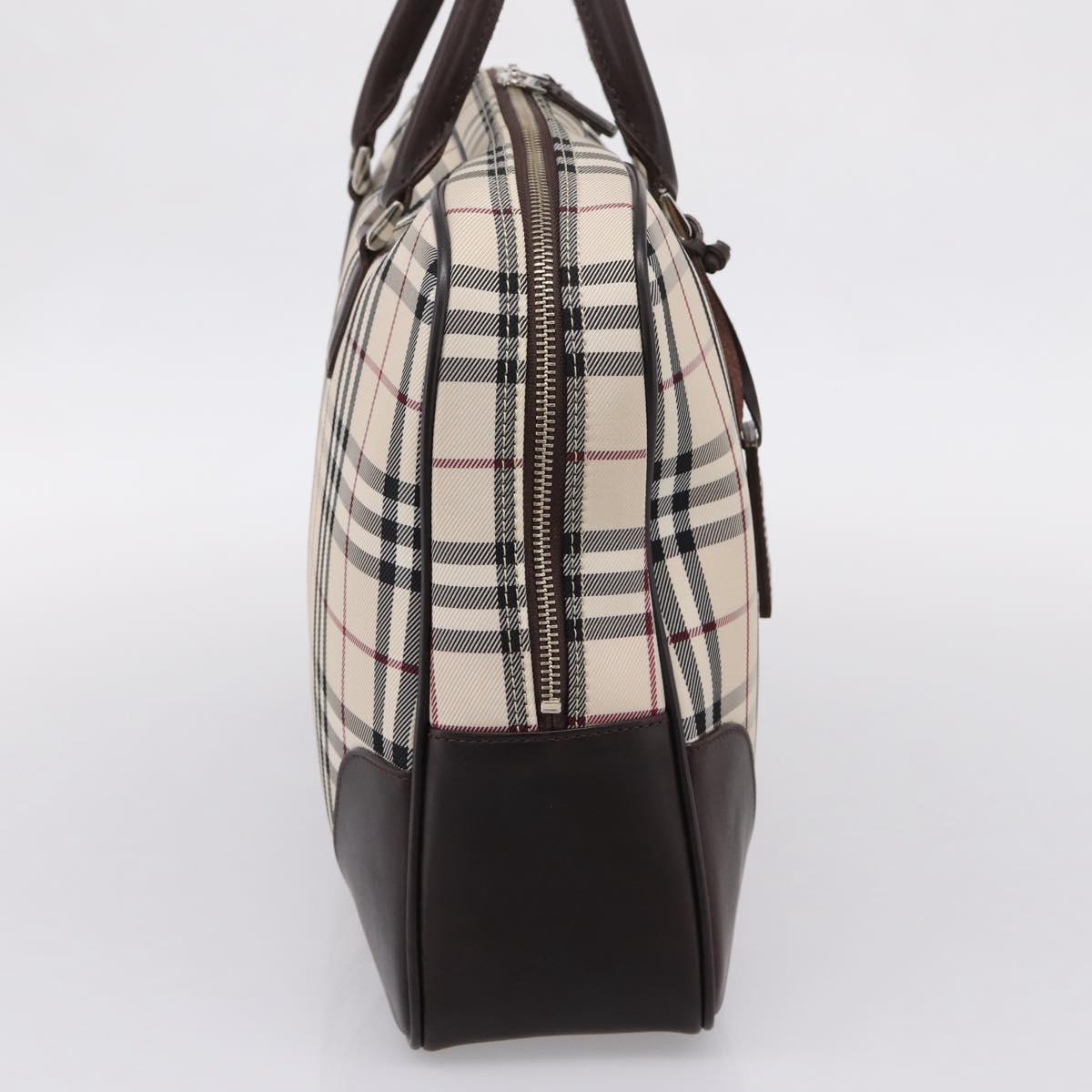 BURBRRRY Nova Check Boston Bag Nylon Beige Silver Auth 209909V