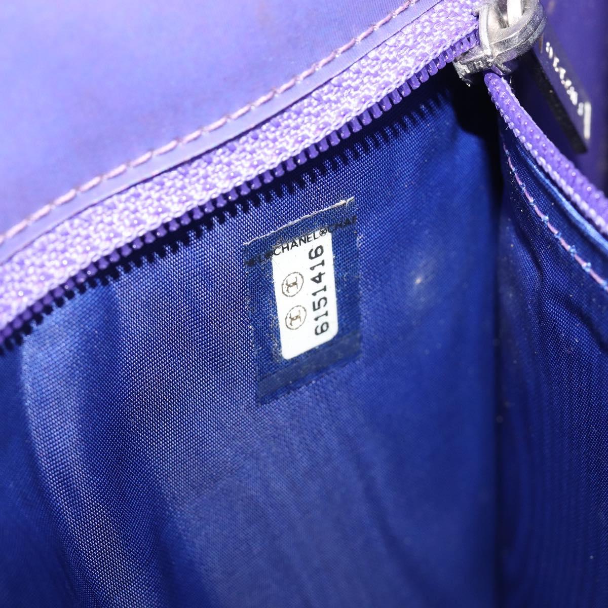 CHANEL hologram Chain Shoulder Bag Vinyl Purple Silver CC Auth 209911V