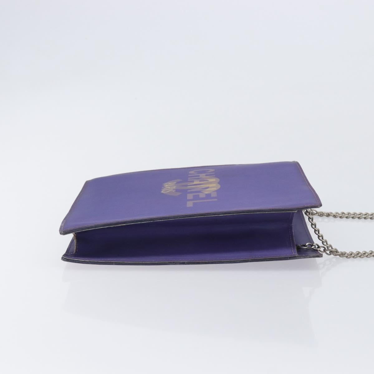 CHANEL hologram Chain Shoulder Bag Vinyl Purple Silver CC Auth 209911V