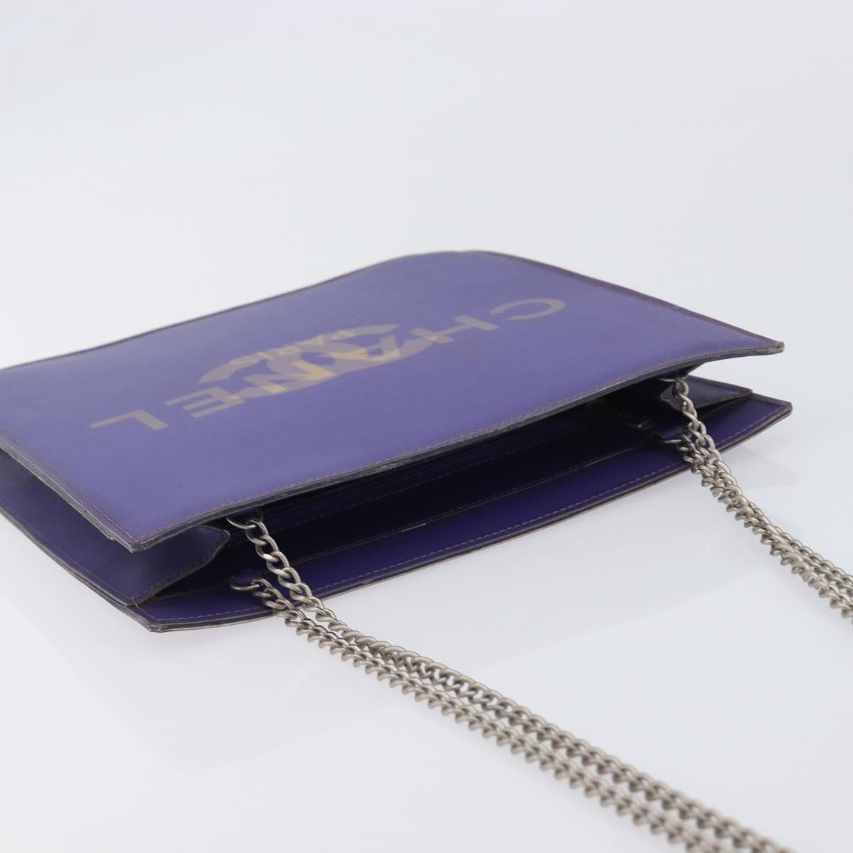 CHANEL hologram Chain Shoulder Bag Vinyl Purple Silver CC Auth 209911V