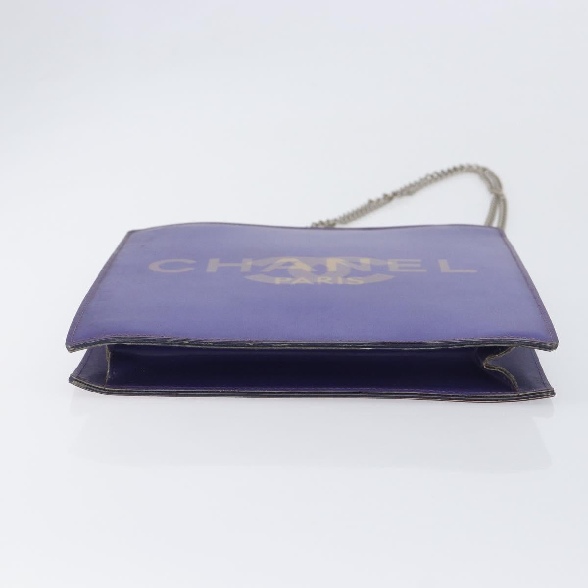 CHANEL hologram Chain Shoulder Bag Vinyl Purple Silver CC Auth 209911V