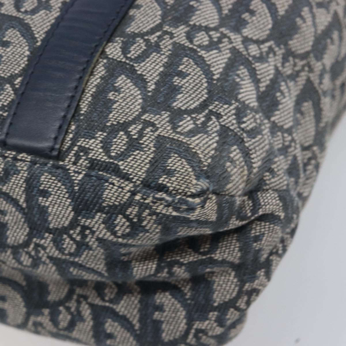 Christian Dior Trotter Canvas Tote Bag Navy Gold Auth 209916