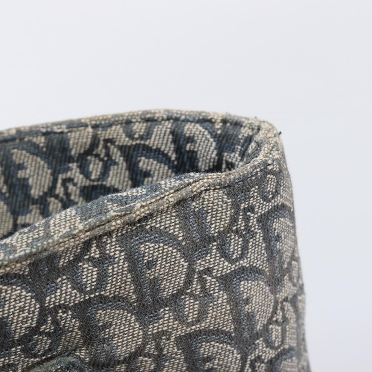 Christian Dior Trotter Canvas Tote Bag Navy Gold Auth 209916
