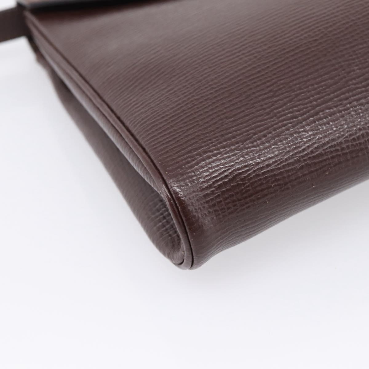 CELINE Circle Shoulder Bag Leather Brown Gold Auth 209917V