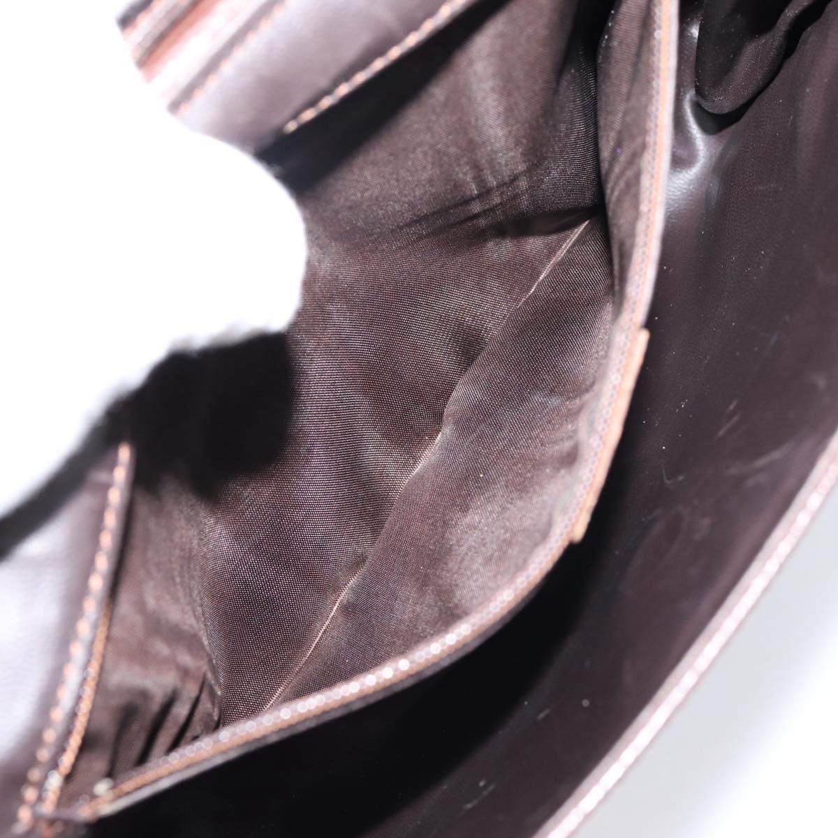 CELINE Circle Shoulder Bag Leather Brown Gold Auth 209917V