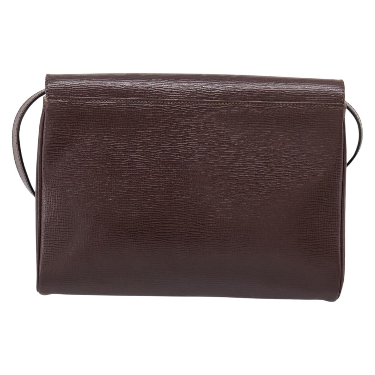 CELINE Circle Shoulder Bag Leather Brown Gold Auth 209917V