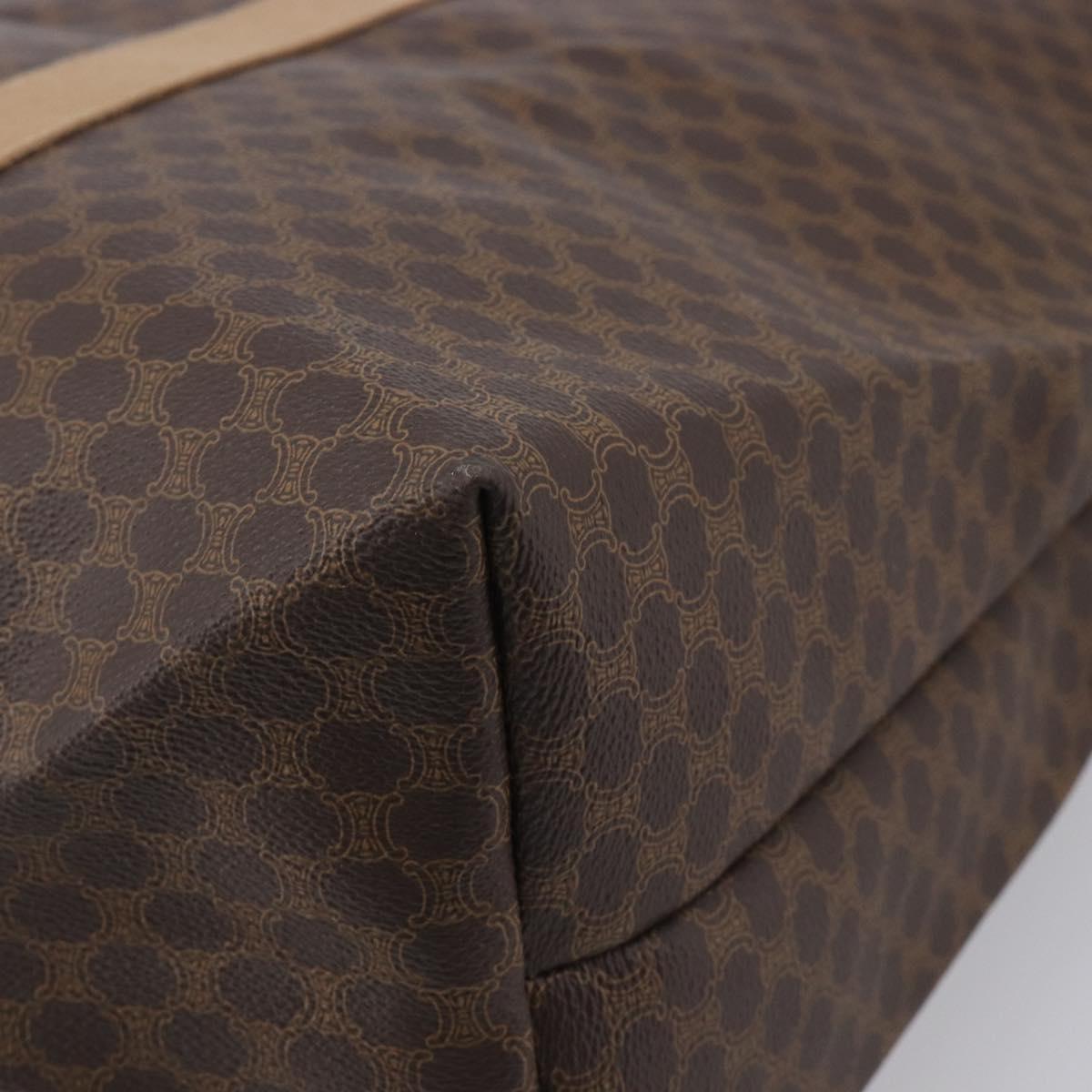 CELINE Macadam Canvas Tote Bag PVC Leather Brown Gold Auth 209918