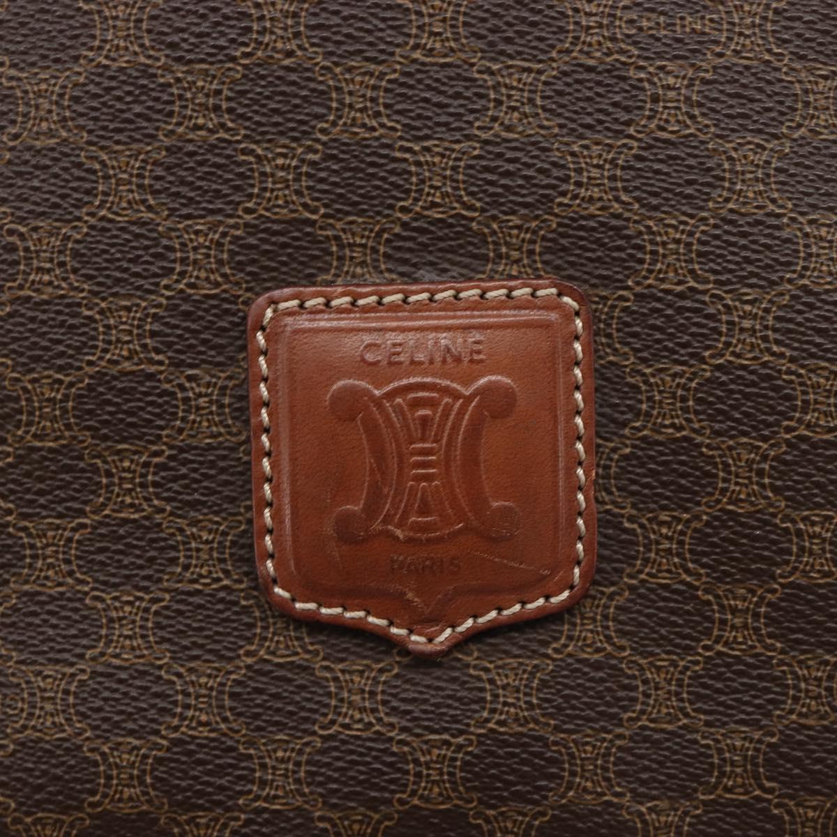 CELINE Macadam Canvas Tote Bag PVC Leather Brown Gold Auth 209918