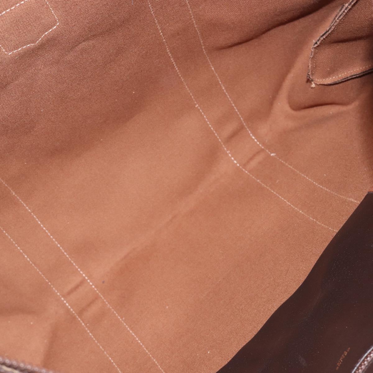 CELINE Macadam Canvas Tote Bag PVC Leather Brown Gold Auth 209918