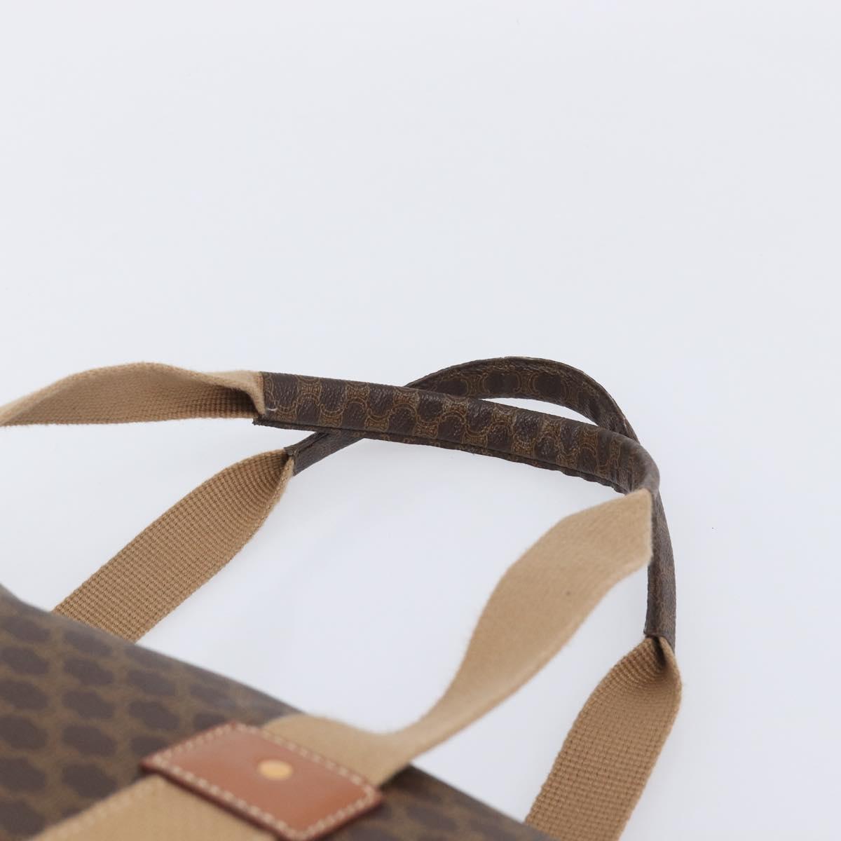 CELINE Macadam Canvas Tote Bag PVC Leather Brown Gold Auth 209918
